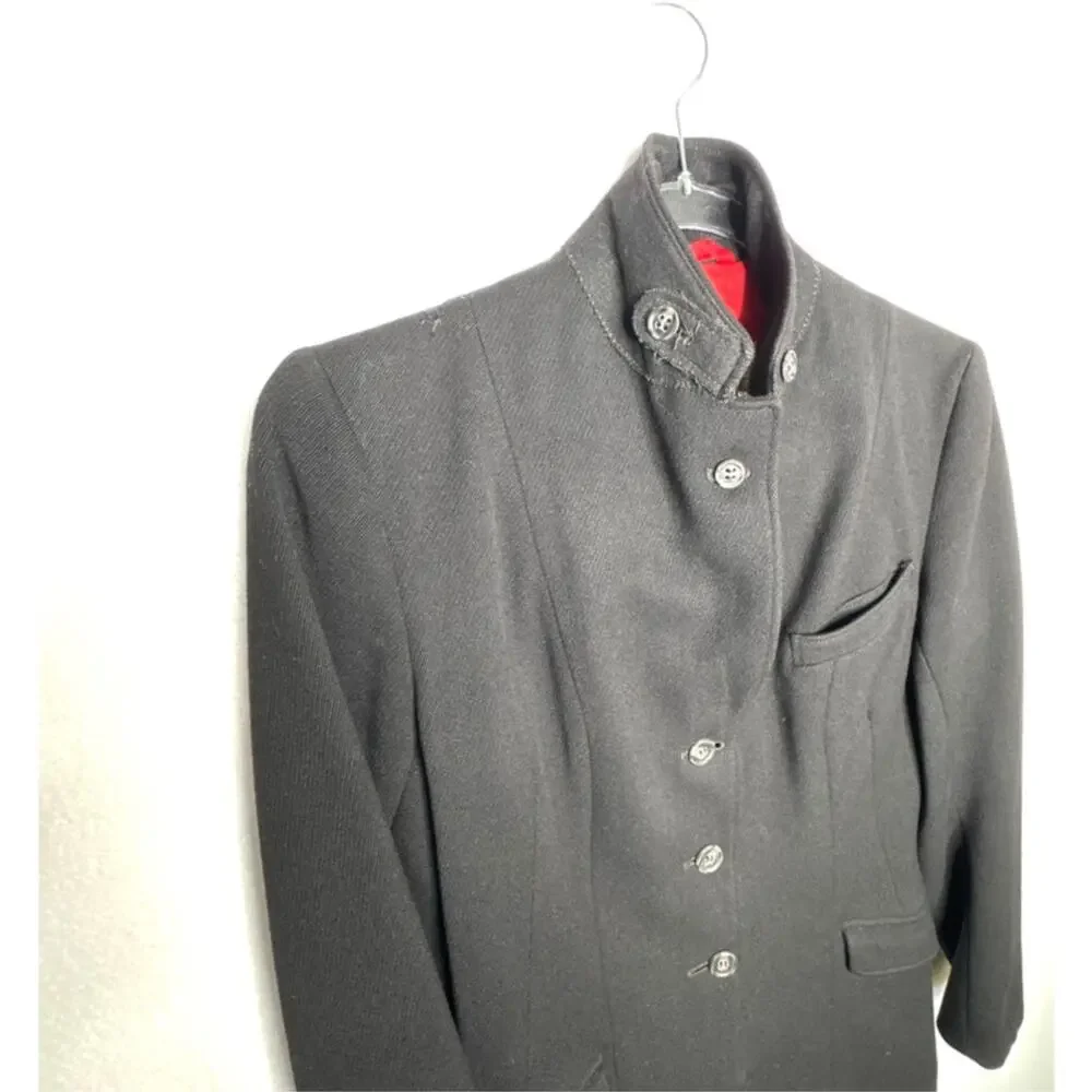 Vintage 1970s-80s Caldene Black Wool Riding Blazer Red Lined Small